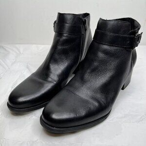 Naturalizer Women's Drewe Ankle Booties Black Leather Size 9.5 M Zipper Closure